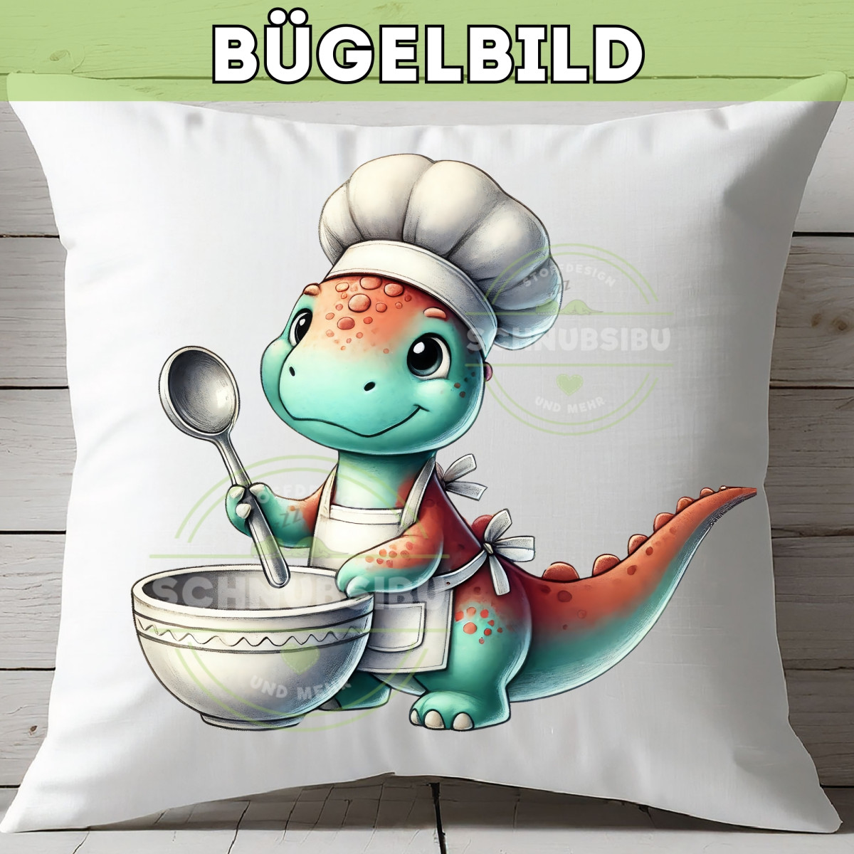 Bügelbild Niedlicher Dino Koch